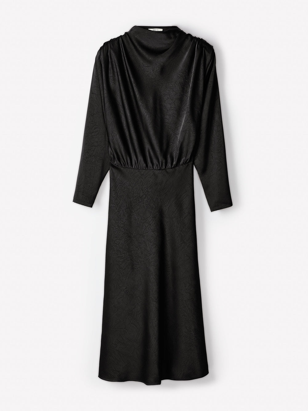 RW&CO Satin Long-Sleeve Draped Midi Dress