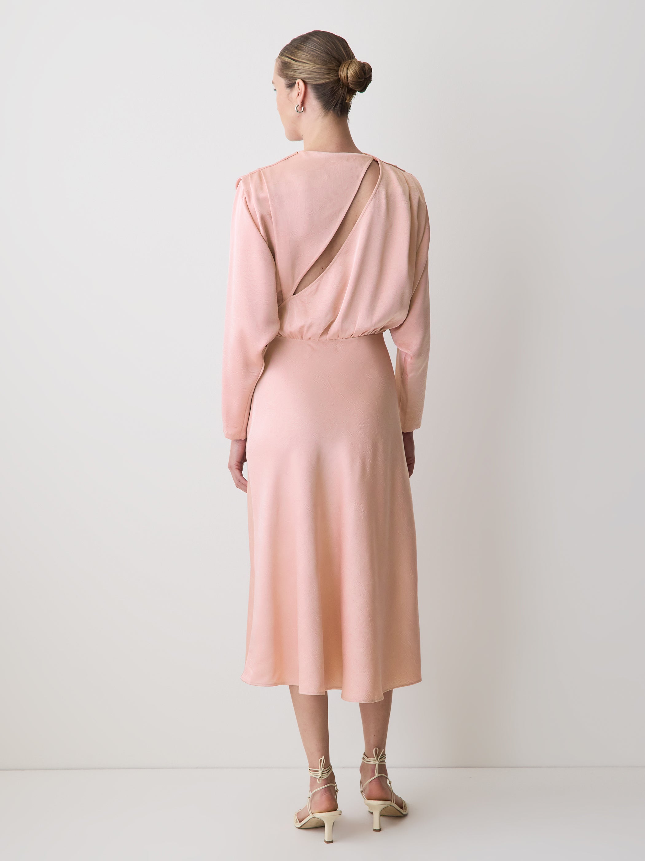 RW&CO Satin Long-Sleeve Draped Midi Dress