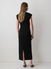 RW&CO Draped Midi Cocktail Dress with Cascade