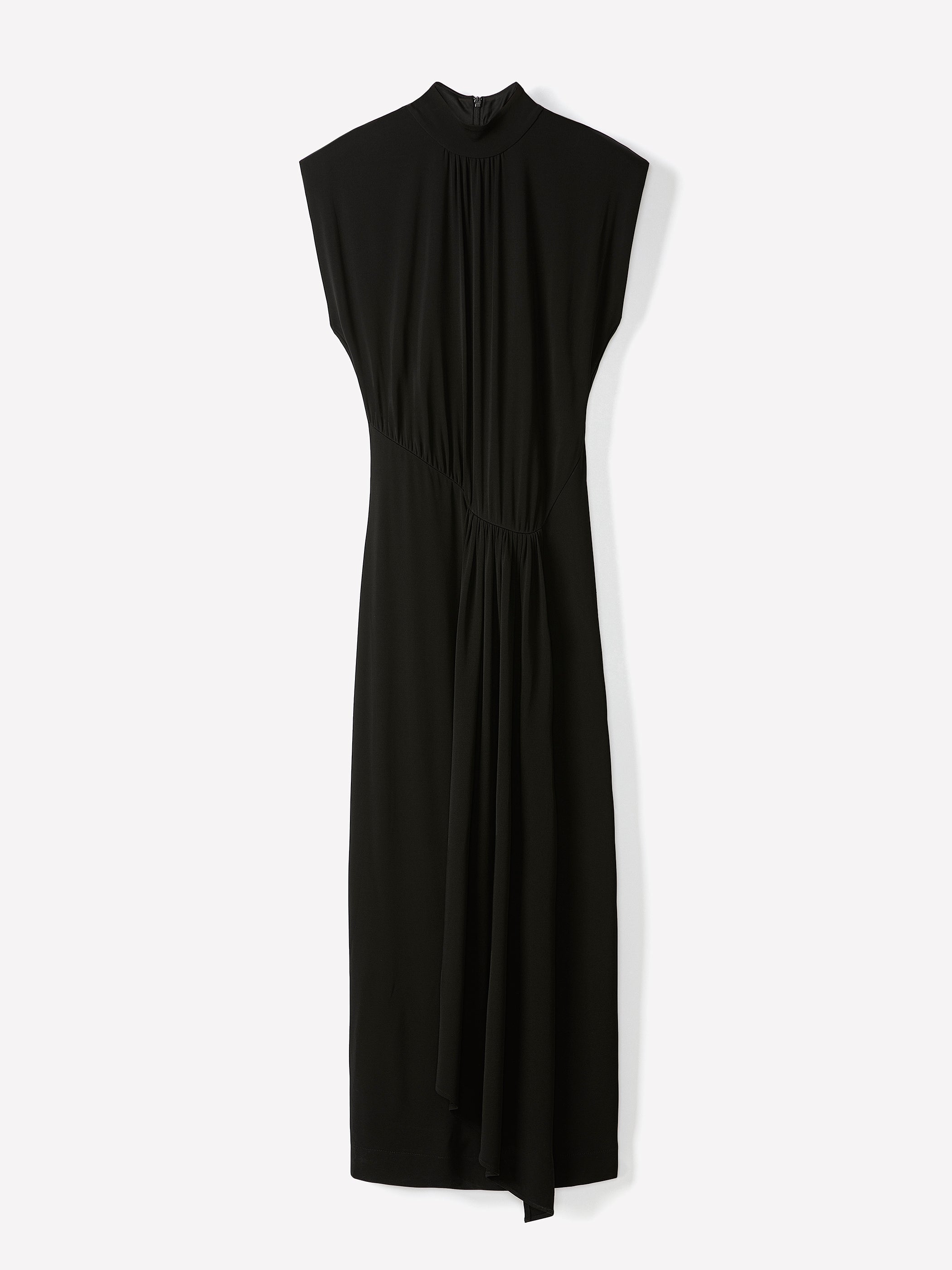 RW&CO Draped Midi Cocktail Dress with Cascade